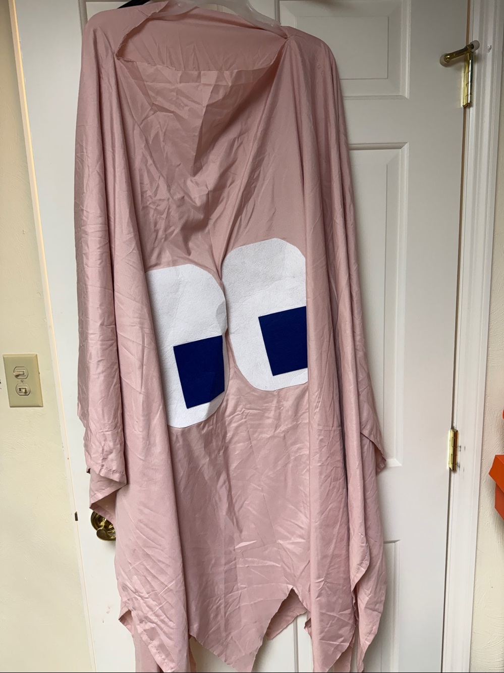 Homemade Pac-Man pink ghost costume